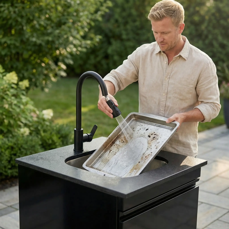 Double Door Sink Cabinet with Tap Stainless Steel Outdoor Kitchen by HouseOfZazla