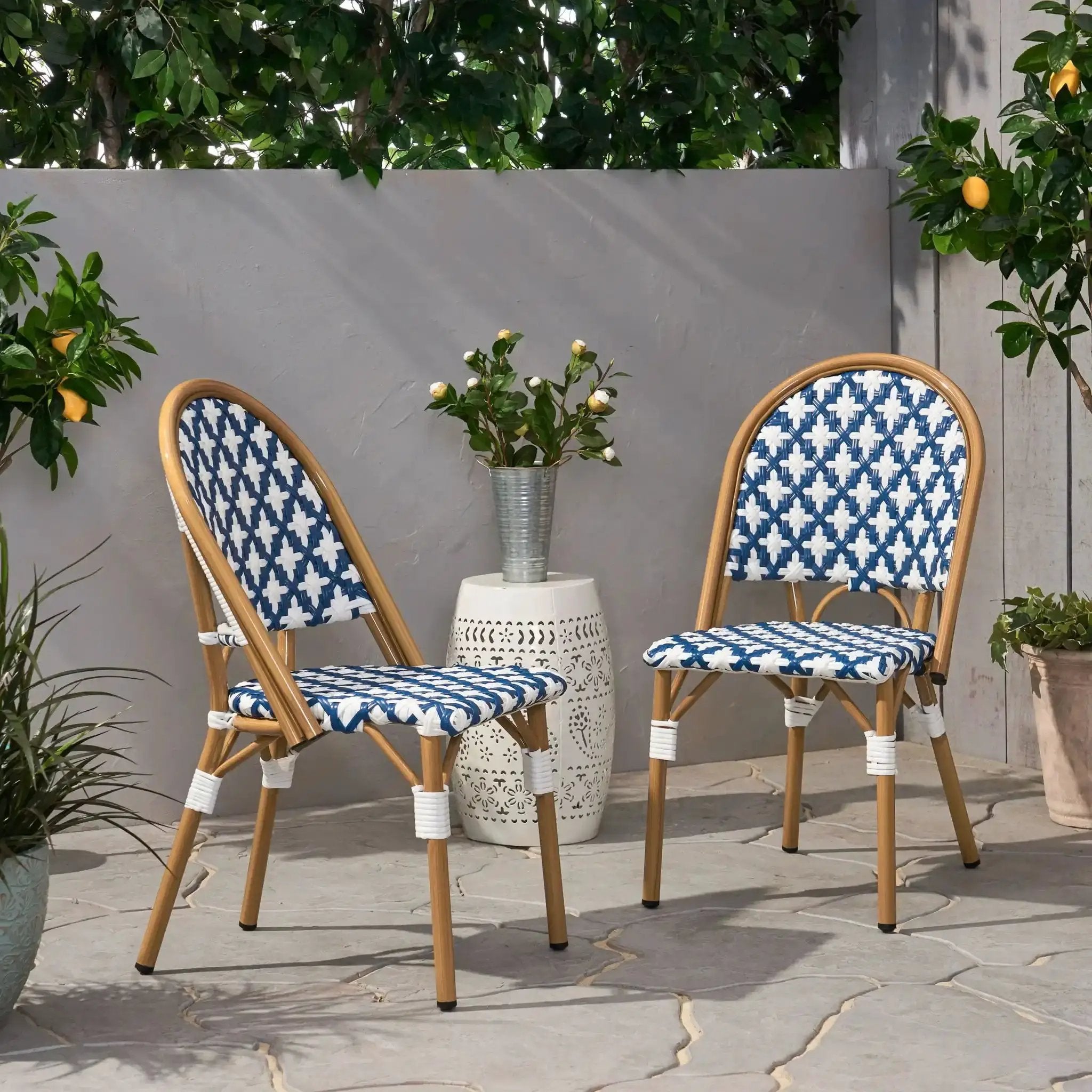 Chic French Bistro Chair With Durable Rattan And Aluminum Frame by HouseOfZazla