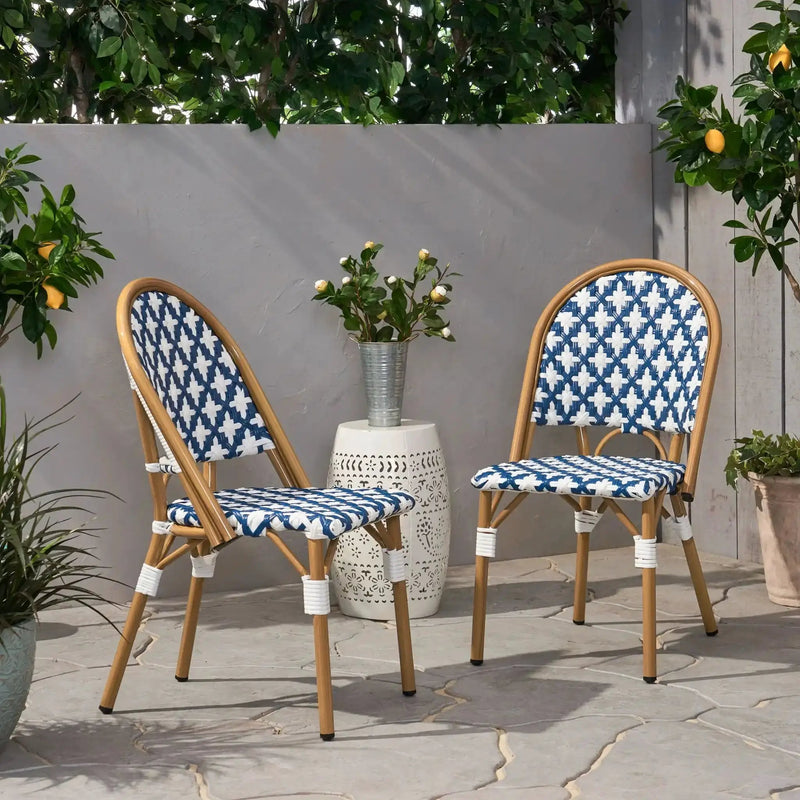 Chic French Bistro Chair With Durable Rattan And Aluminum Frame by HouseOfZazla