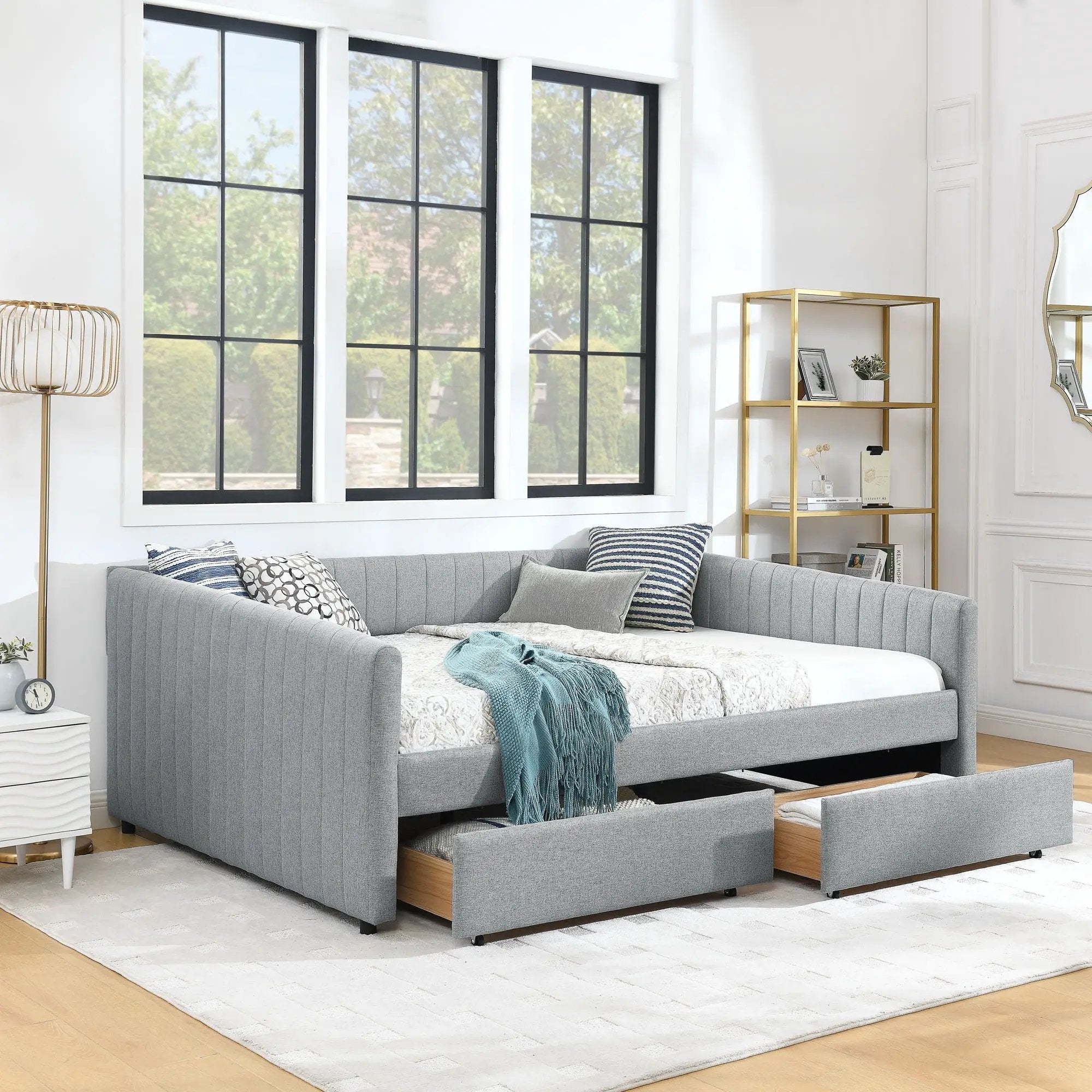 Upholstered Queen Daybed With 2 Drawers by Unique Piece Furniture