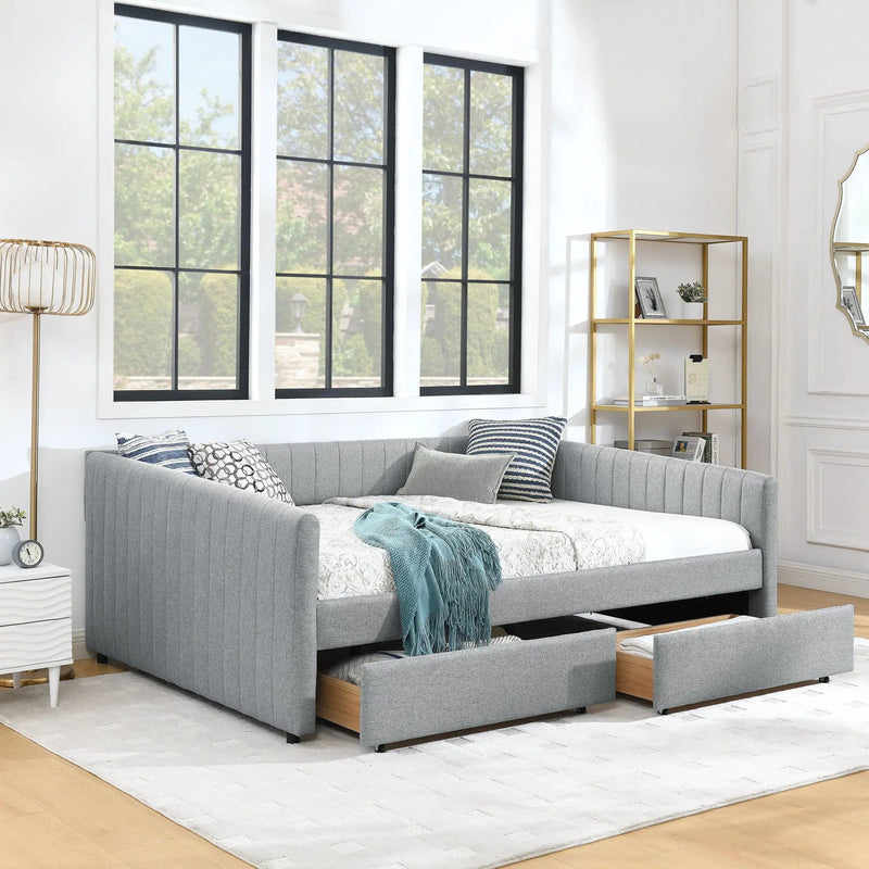 Upholstered Queen Daybed With 2 Drawers by Unique Piece Furniture