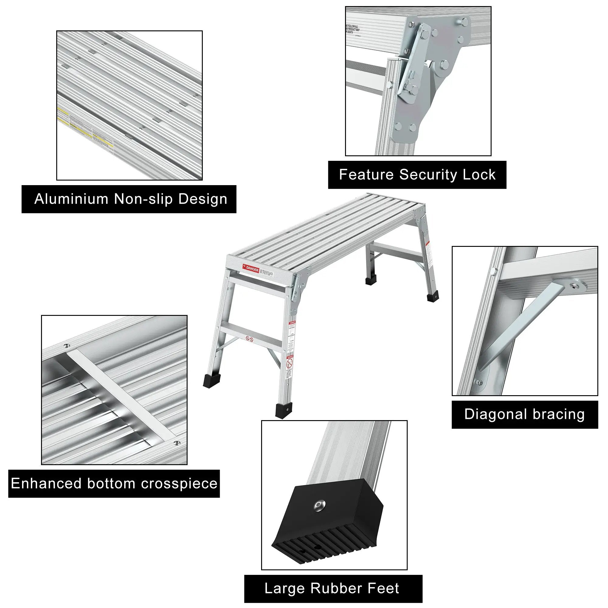 Work Platform Aluminum Portable Bench Folding Ladder by HouseOfZazla