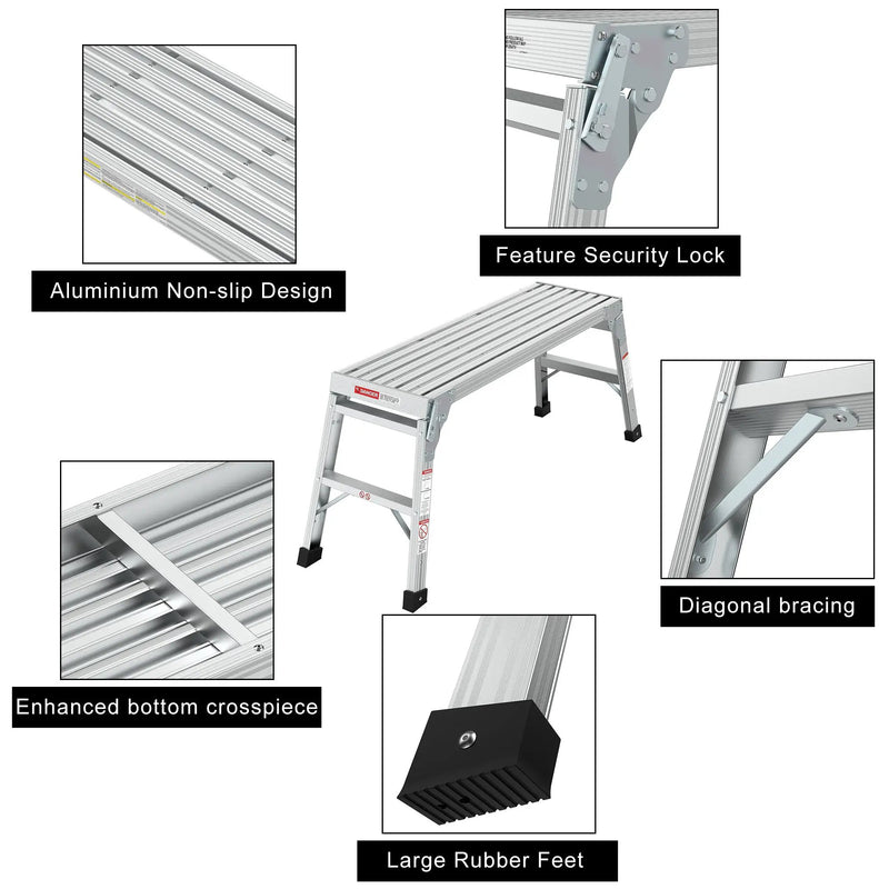 Work Platform Aluminum Portable Bench Folding Ladder by HouseOfZazla
