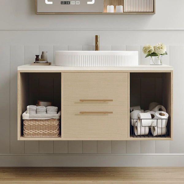Modern 39.3 Wall-Mounted Bathroom Vanity with Ceramic Sink