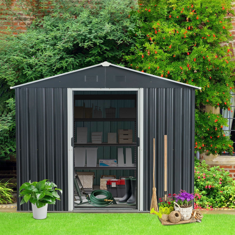Outdoor Metal Storage Shed With Floor Base by HouseOfZazla