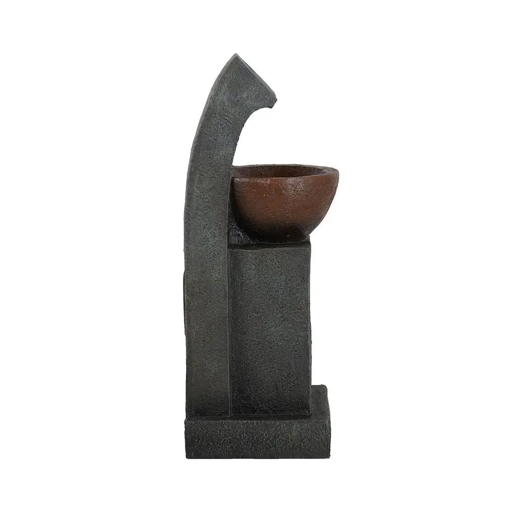 Sculptural Water Fountain With Bowl Basin, With Light And Pump, For Indoor And Outdoor - Brown / Black by Unique Piece Furniture