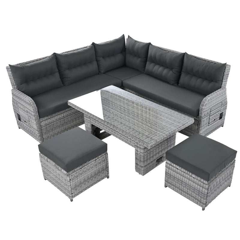 Outdoor Furniture Set Patio Rattan with Recliners and Tables by HouseOfZazla