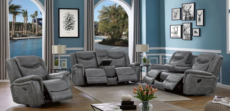 Conrad Upholstered Padded Arm Motion Sofa Grey by Unique Piece Furniture