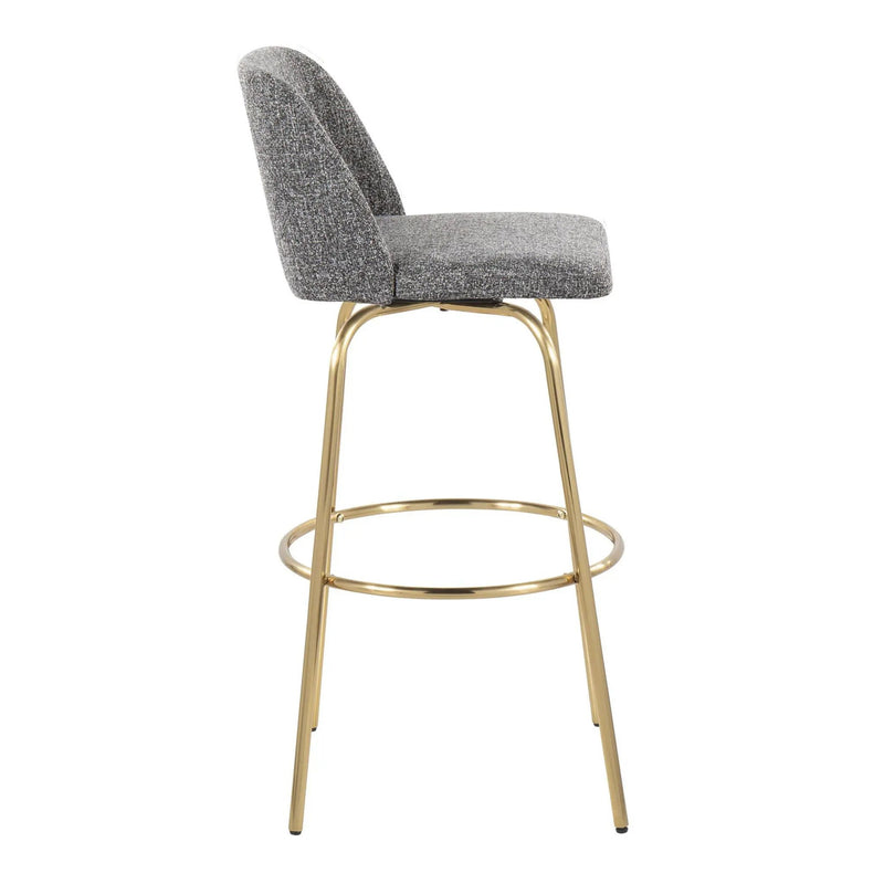 Toriano - Contemporary Fixed Height Barstool With Swivel With Round Footrest (Set of 2) by Unique Piece Furniture