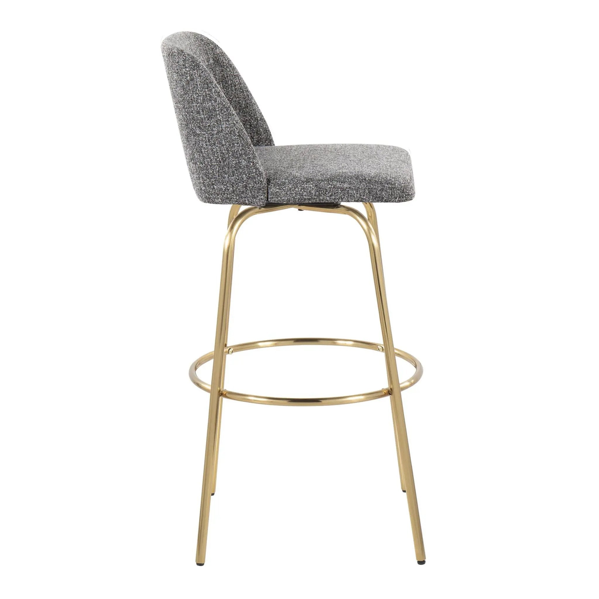 Toriano - Contemporary Fixed Height Barstool With Swivel With Round Footrest (Set of 2) by HouseOfZazla