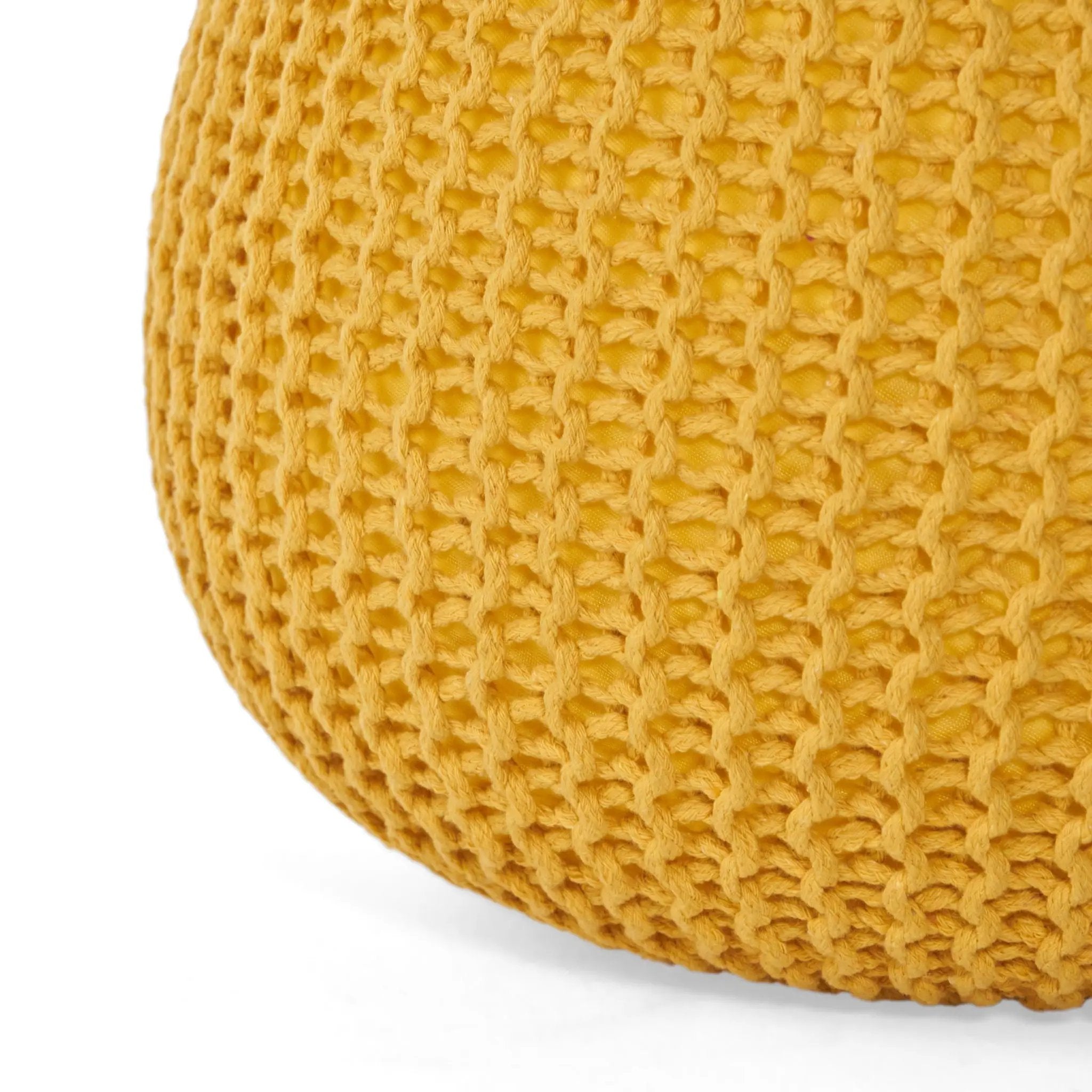 Bordeaux - Knitted Round Pouf, Versatile Ottoman And Floor Cushion by Unique Piece Furniture