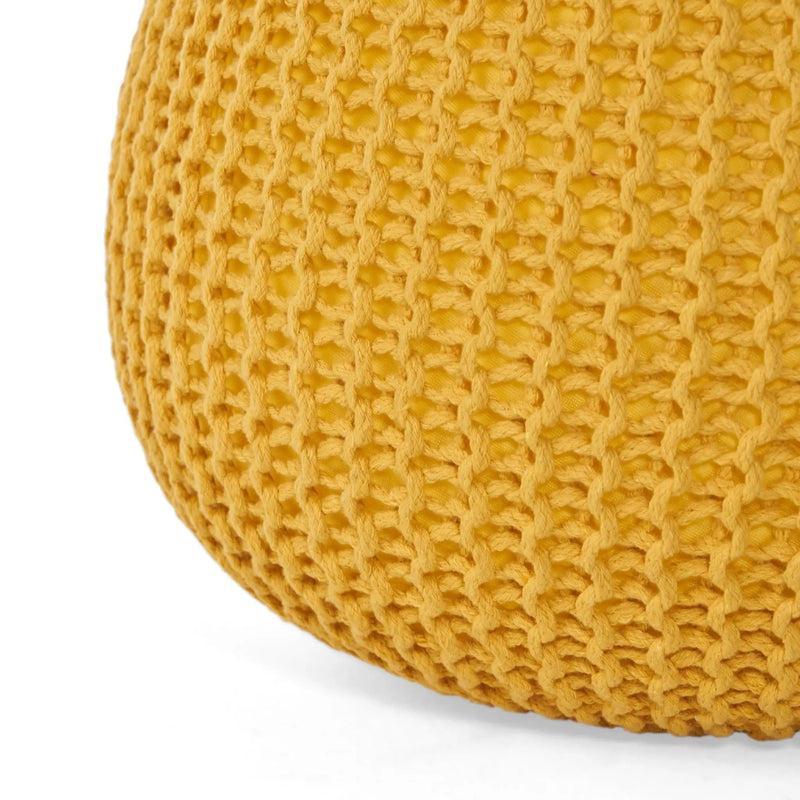 Bordeaux - Knitted Round Pouf, Versatile Ottoman And Floor Cushion by Unique Piece Furniture
