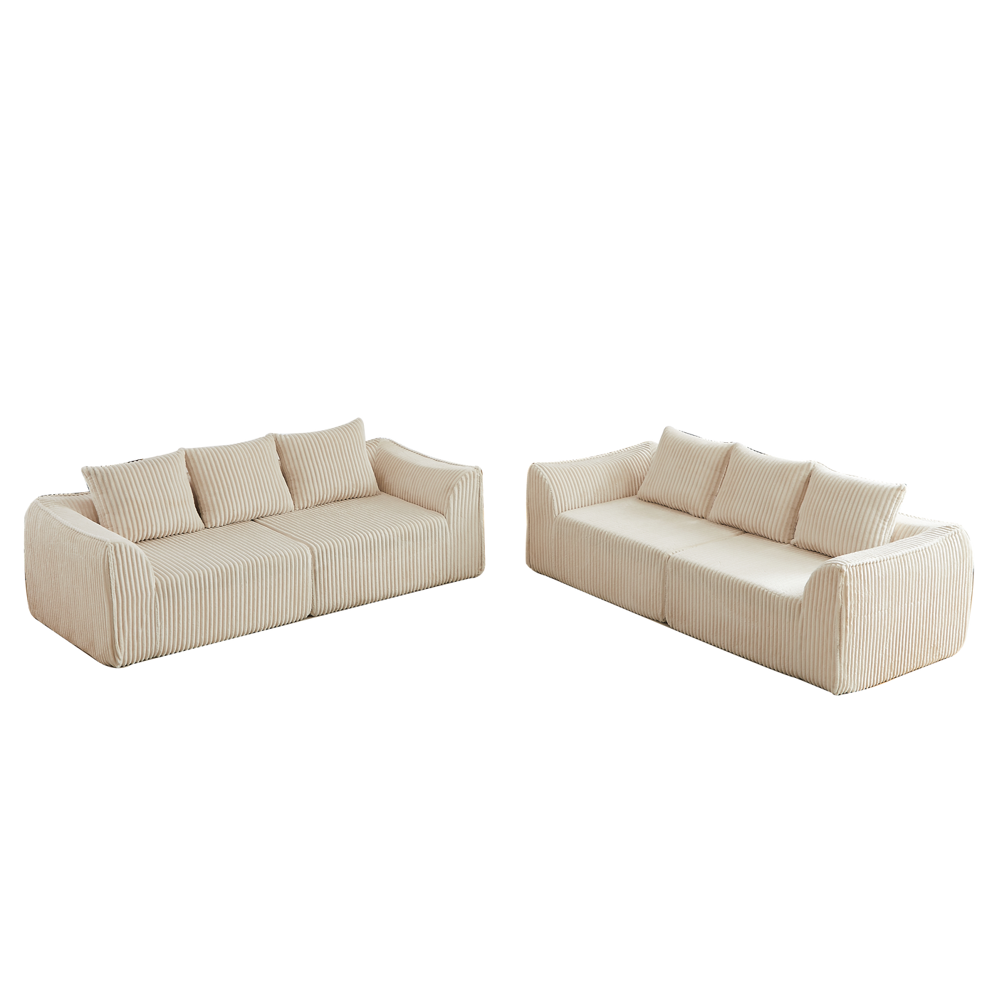 Minimalist 3+3 Seater Corduroy Sofa Set by HouseOfZazla