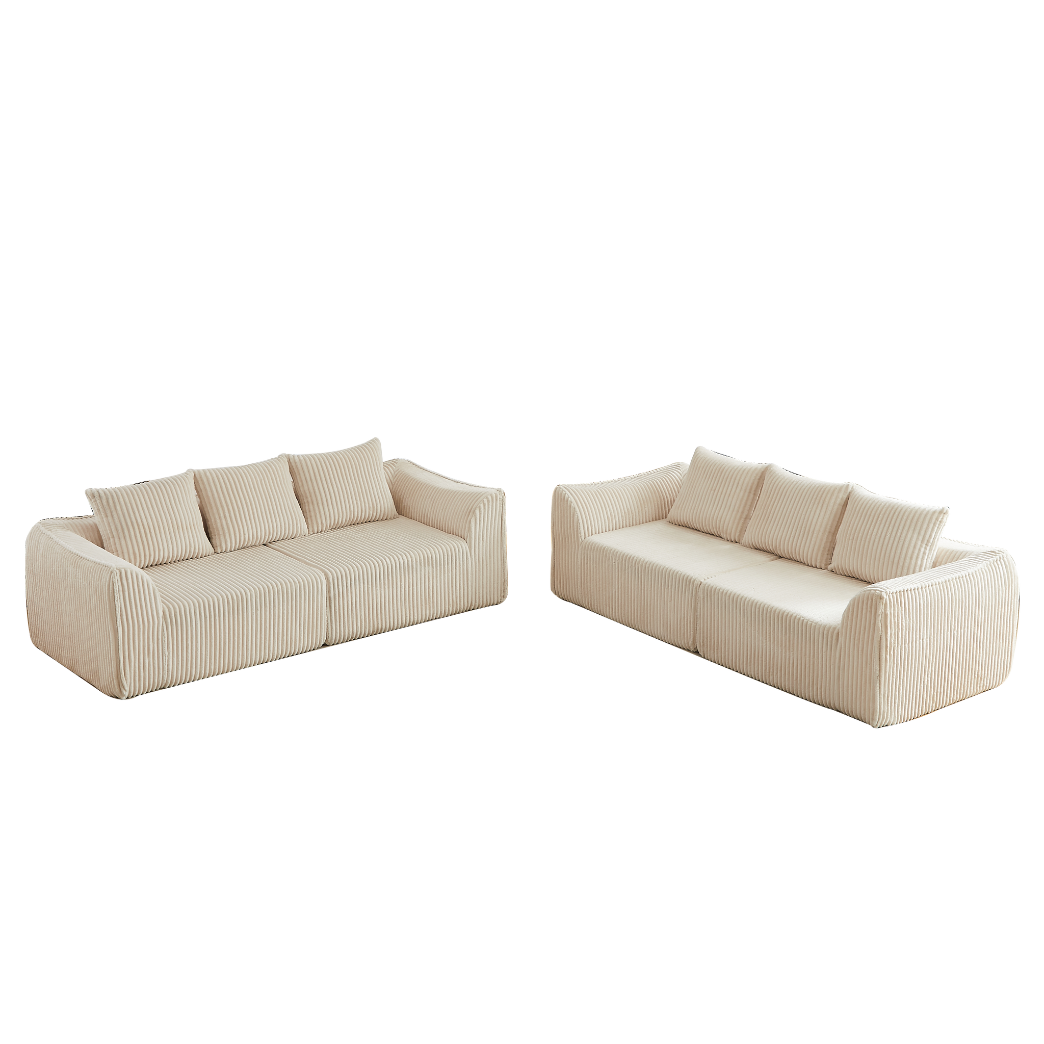 Minimalist 3+3 Seater Corduroy Sofa Set by HouseOfZazla