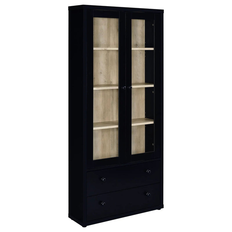 Hawthorne 4-shelf Glass Door Cabinet with Drawers Black by Unique Piece Furniture