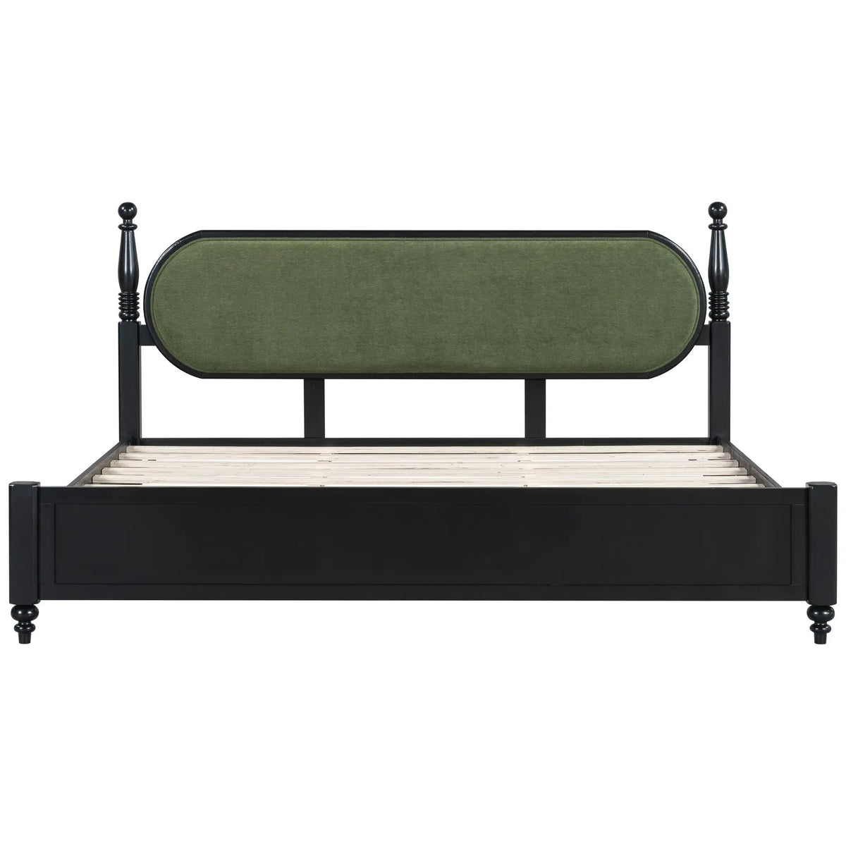 King Bed Frame, Solid Wood Platform with Slats, Modern by HouseOfZazla
