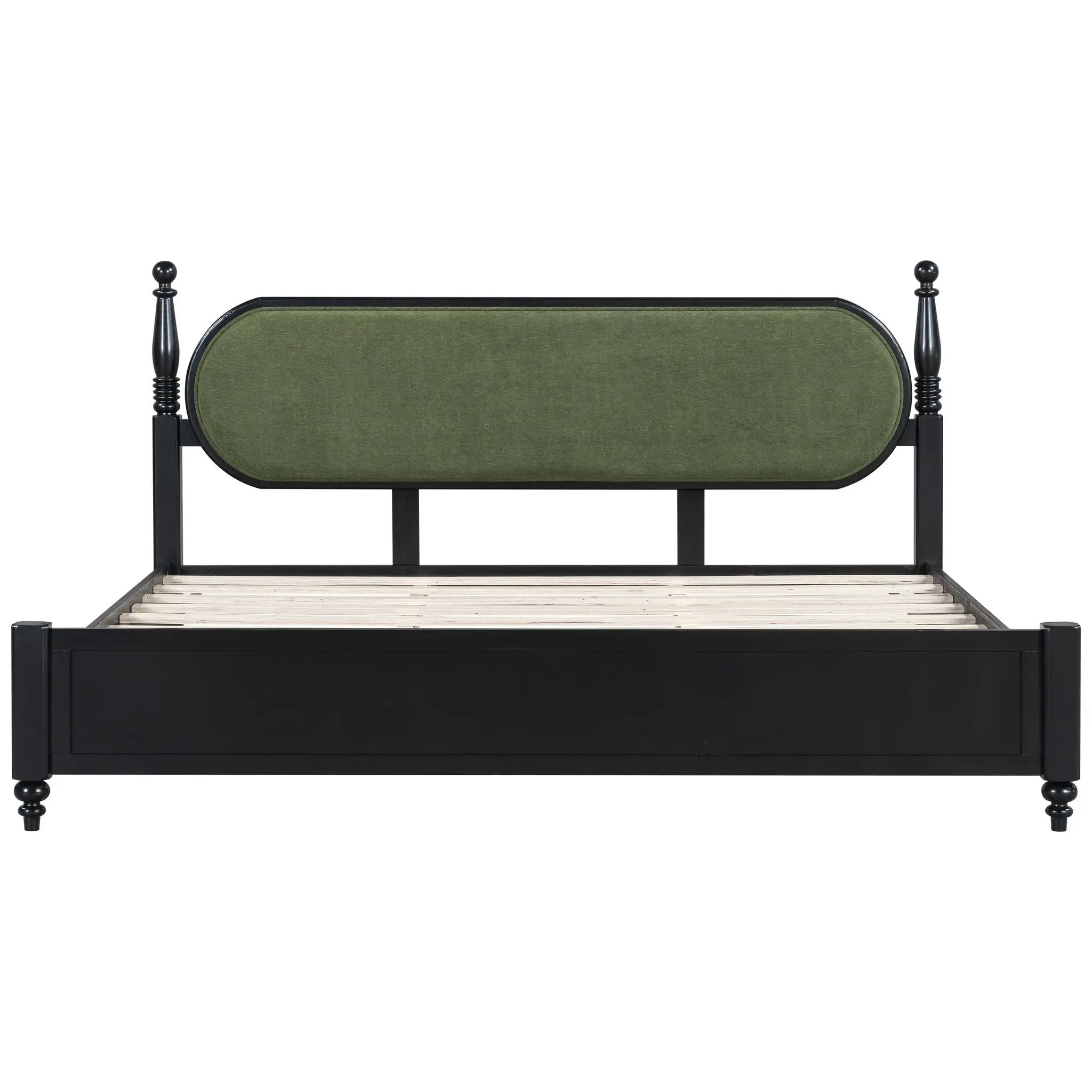 King Bed Frame, Solid Wood Platform with Slats, Modern by HouseOfZazla