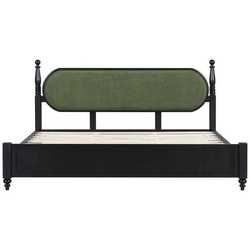 King Bed Frame, Solid Wood Platform with Slats, Modern by HouseOfZazla