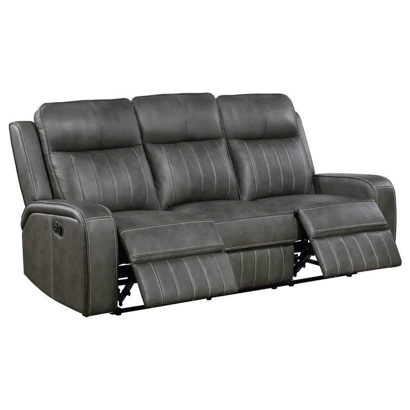Raelynn Upholstered Track Arm Motion Sofa Grey by Unique Piece Furniture