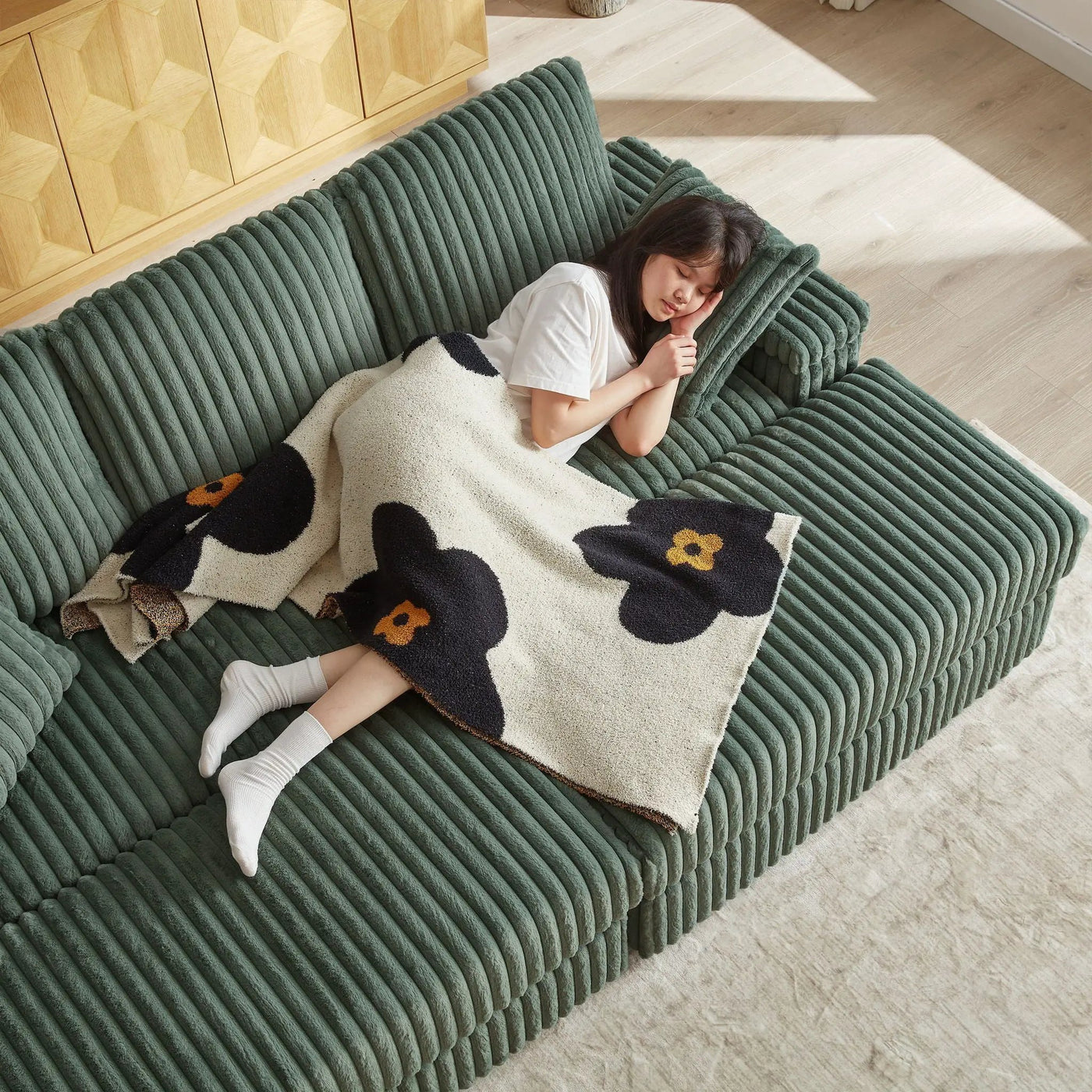 3 Seater Sofa With 2 Ottomans For Living Room by HouseOfZazla