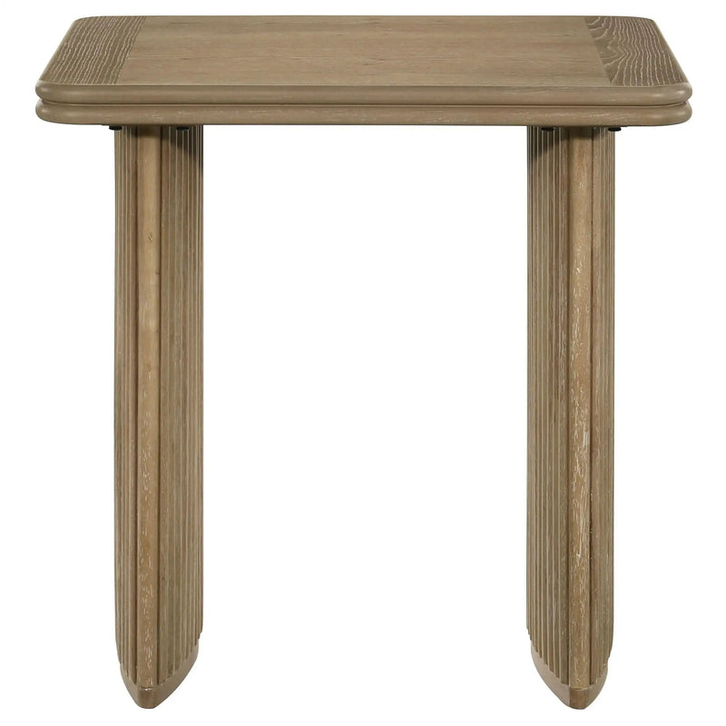 Adina Square Wood Side End Table Distressed Light Brown by Unique Piece Furniture
