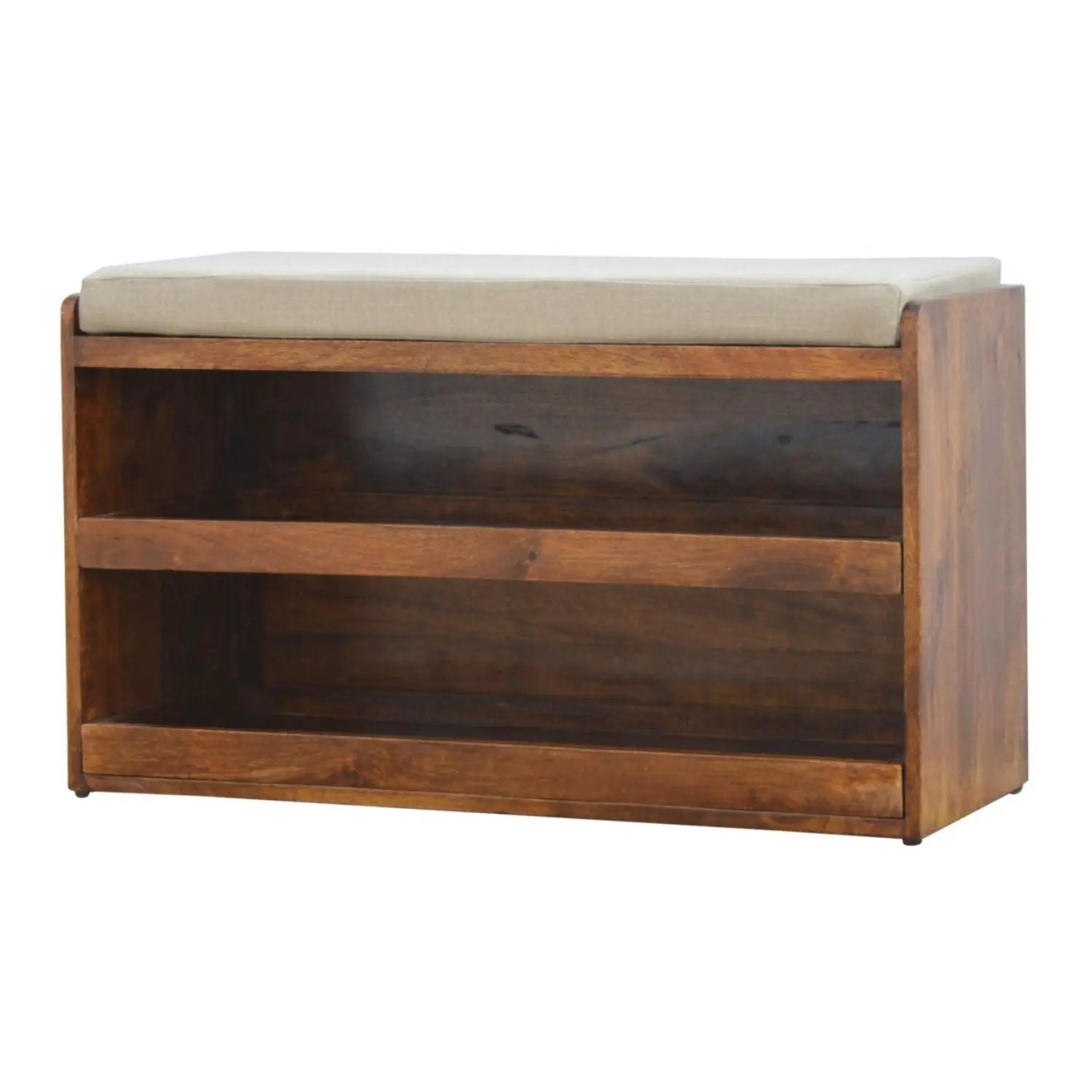 Pull Out Shoe Bench - Chestnut / Mud Linen by HouseOfZazla