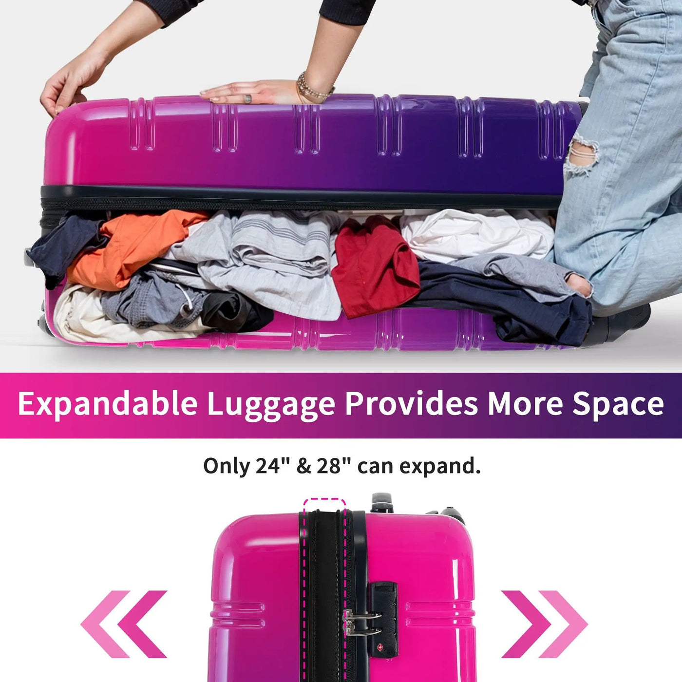Hardshell Luggage Sets 3 Piece Gradient Color Expandable Suitcase With Spinner Wheels And Tsa Lock Lightweight 20" 24" 28" Available by HouseOfZazla