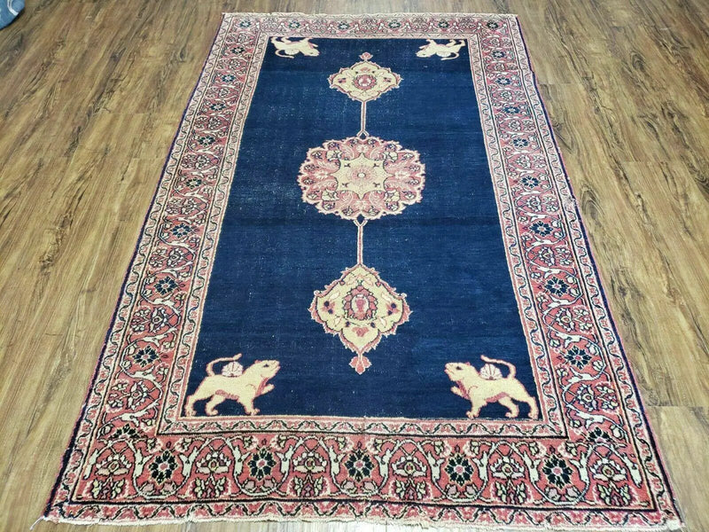 4' X 6' Antique Handmade Turkish Ghiordes Wool Rug Veg Dyes Organic Lion Nice by Jewel Rugs