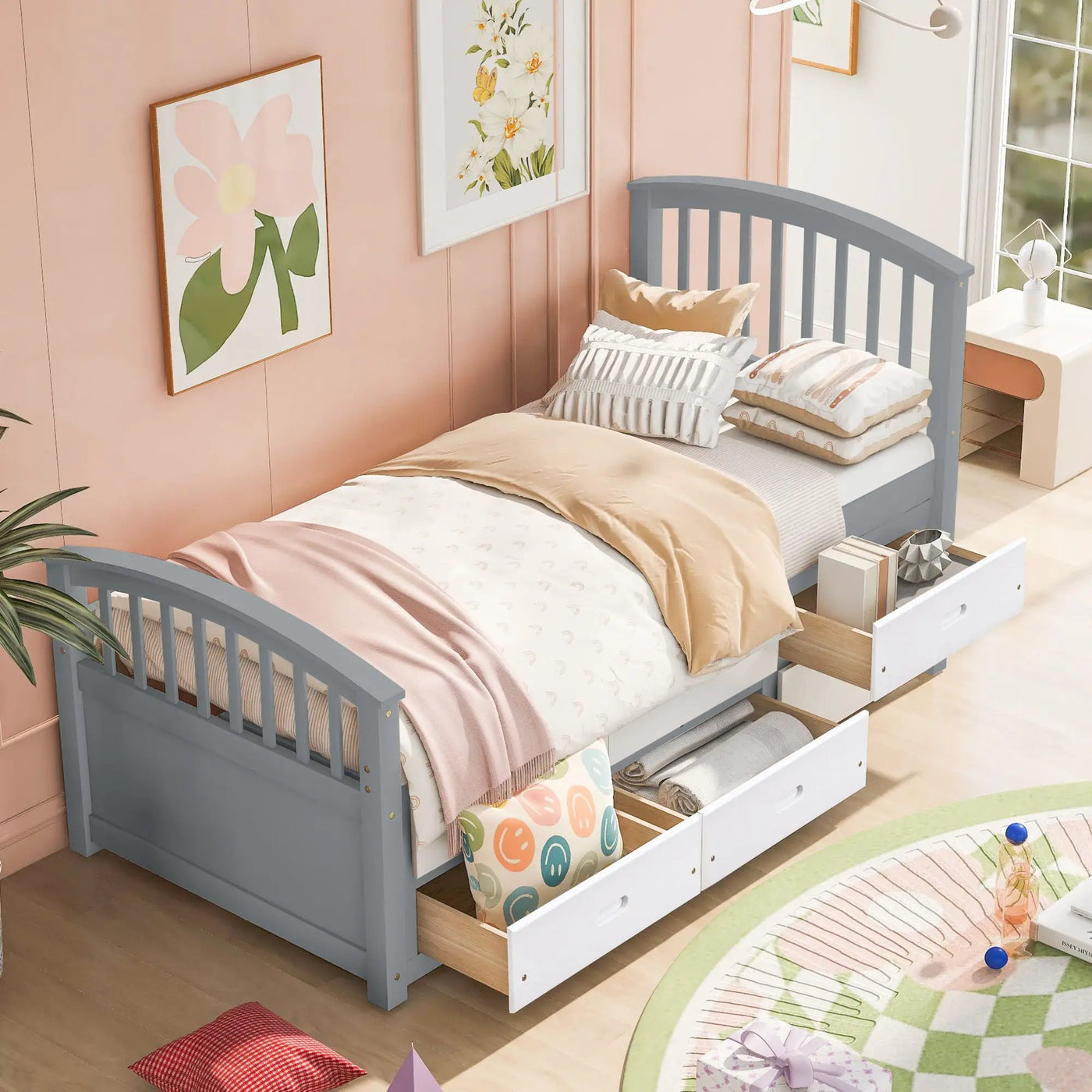 Platform Storage Bed Solid Wood Bed With 6 Drawers by Unique Piece Furniture