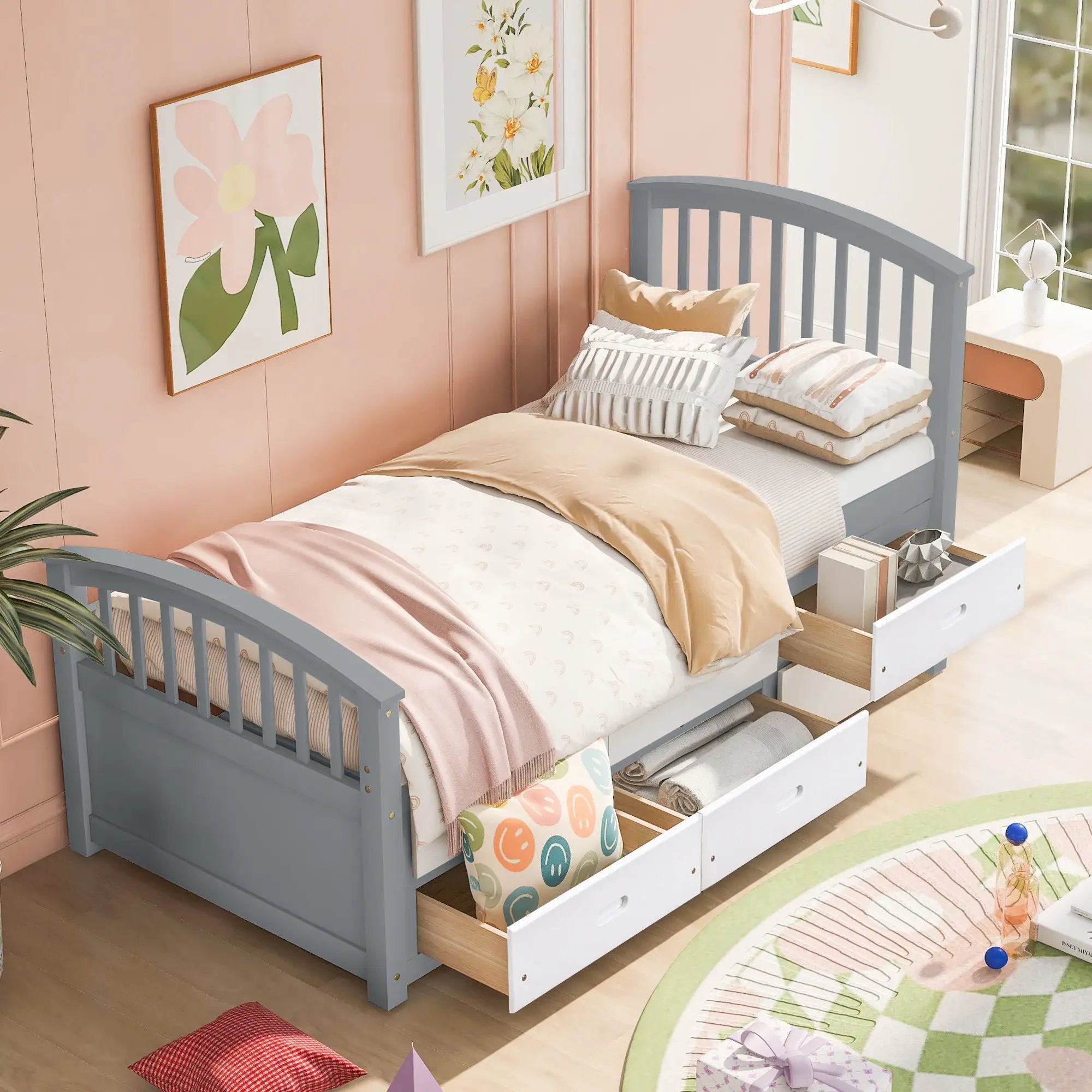Platform Storage Bed Solid Wood Bed With 6 Drawers by Unique Piece Furniture