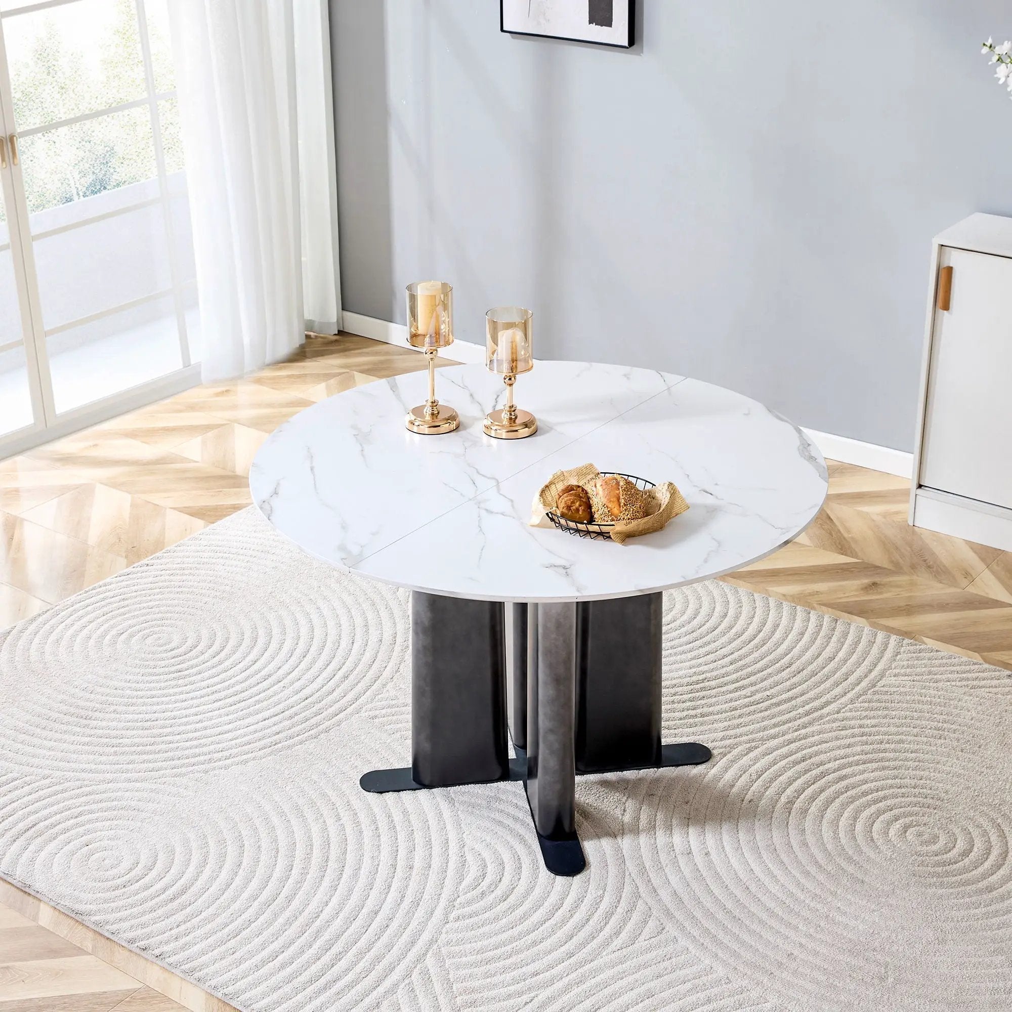Round Dining Table With Cross Base, Modern Home Furniture by Unique Piece Furniture