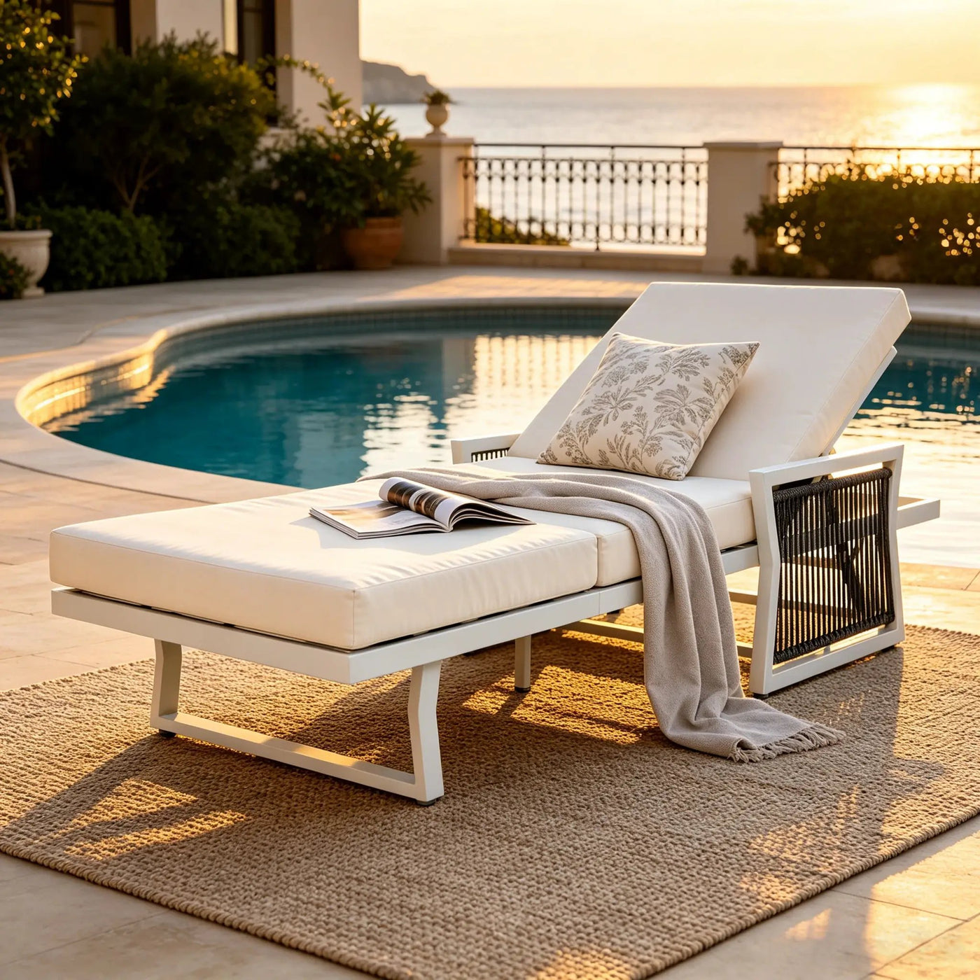 White Iron Outdoor Chaise Lounge by HouseOfZazla