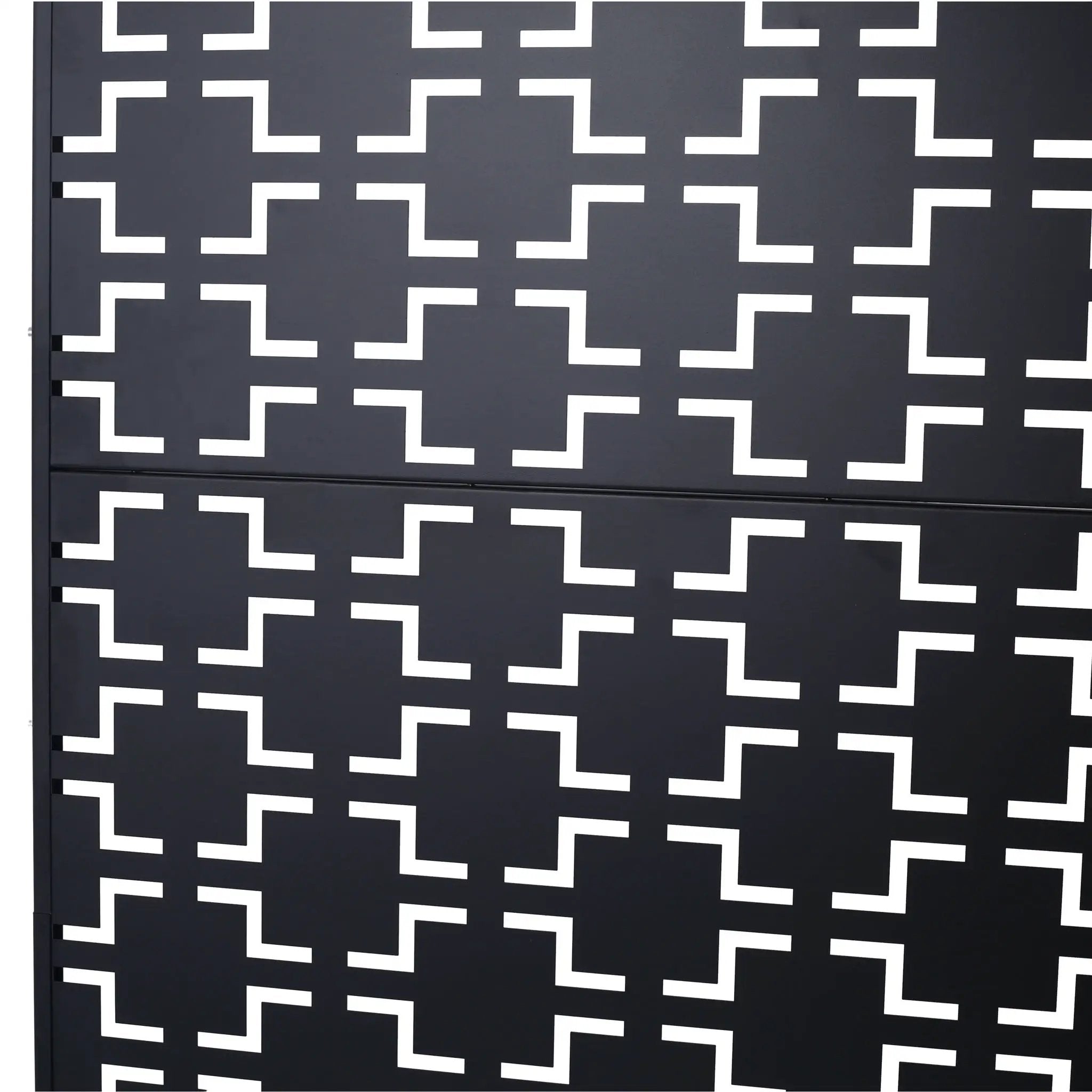 Outdoor / Indoor Privacy Screen Metal Privacy Screen, Freestanding Decorative Privacy Screen For Deck Balcony Patio - Black by HouseOfZazla