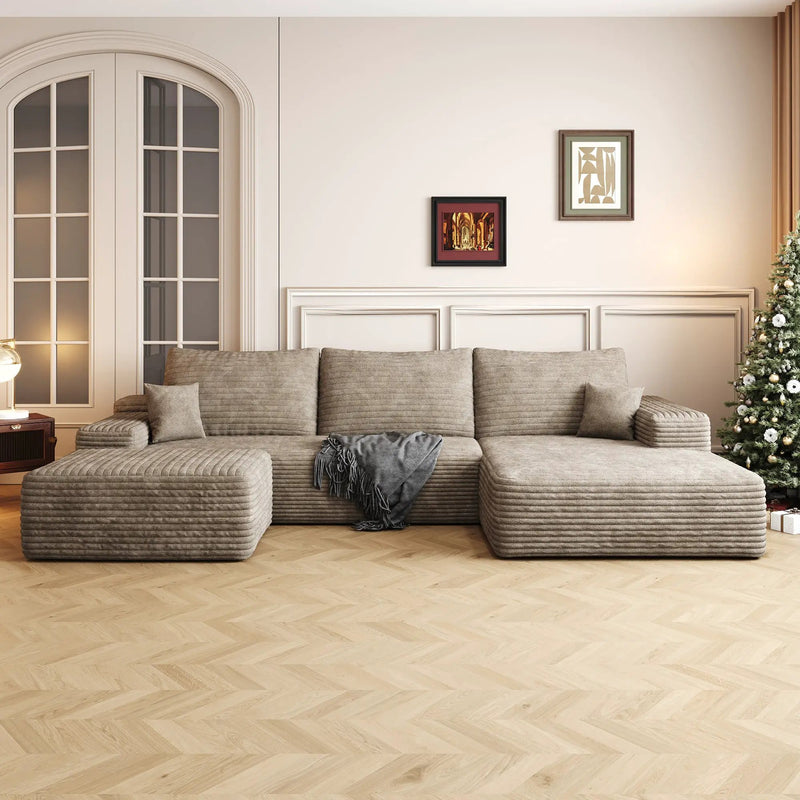 107" Cloud Sectional Sofa with Ottoman by HouseOfZazla