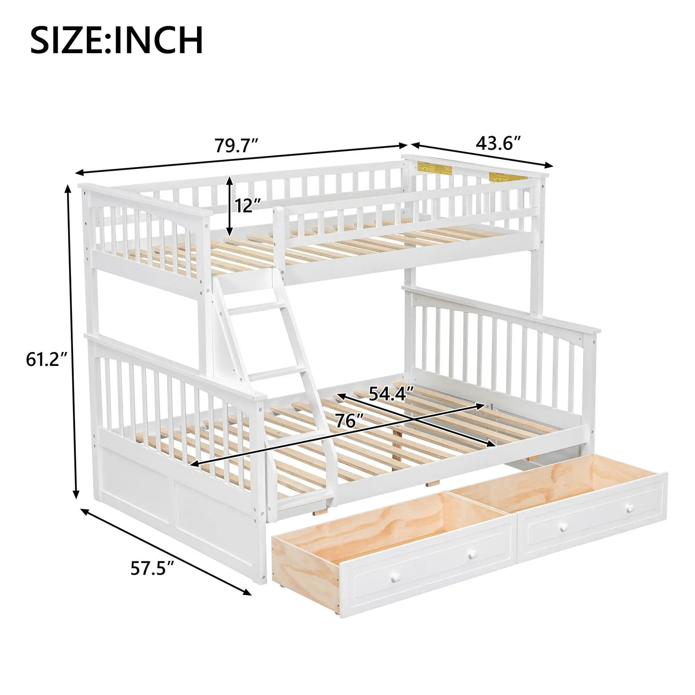 Bunk Bed With Drawers, Convertible Storage Bed by HouseOfZazla