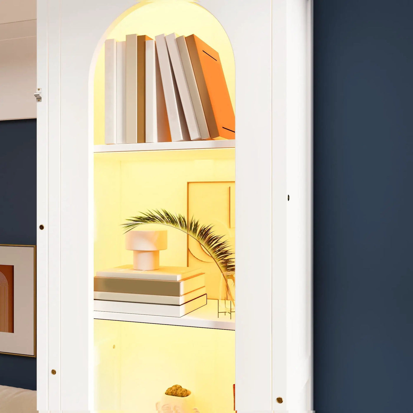 French Style Murphy Platform Bed With Shelf, Side Cabinets, Drawers And LED by Unique Piece Furniture
