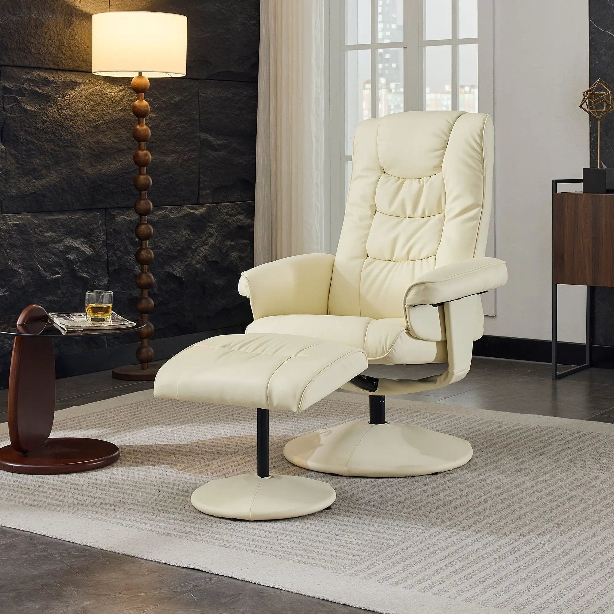 Recliner Chair With Ottoman, 360° Swivel Massage Lounge Chair With 5-Point Vibration & Heated Seat by HouseOfZazla