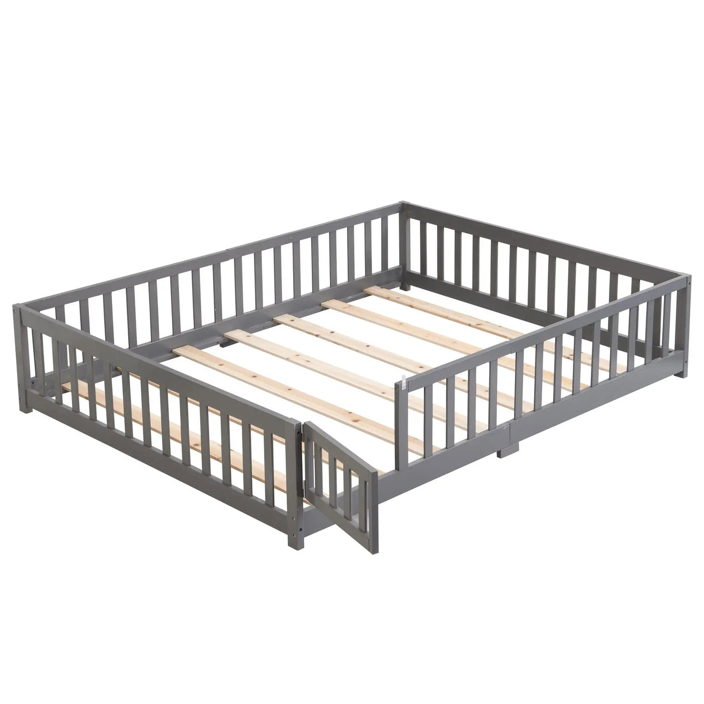 Solid Wood Floor Bed With Door And Fence For Children by HouseOfZazla