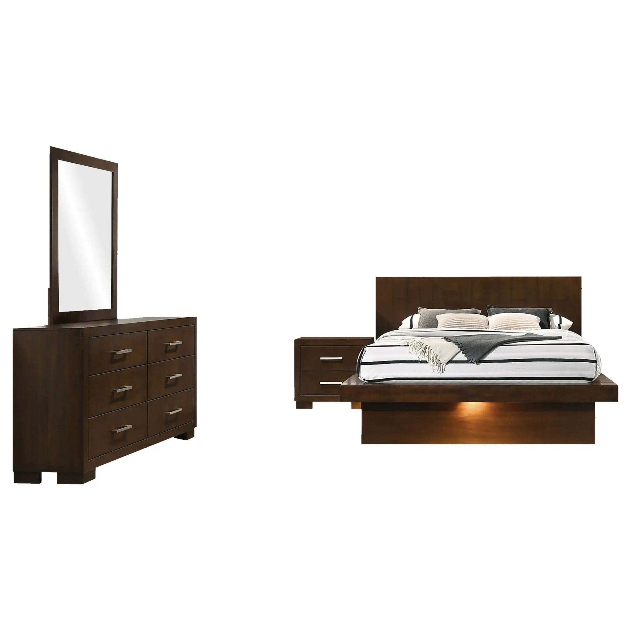 Jessica 4-piece Queen LED Bedroom Set Cappuccino by Unique Piece Furniture