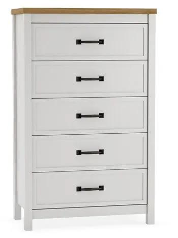 Kerisden - Five Drawer Chest - White / Brown by Unique Piece Furniture