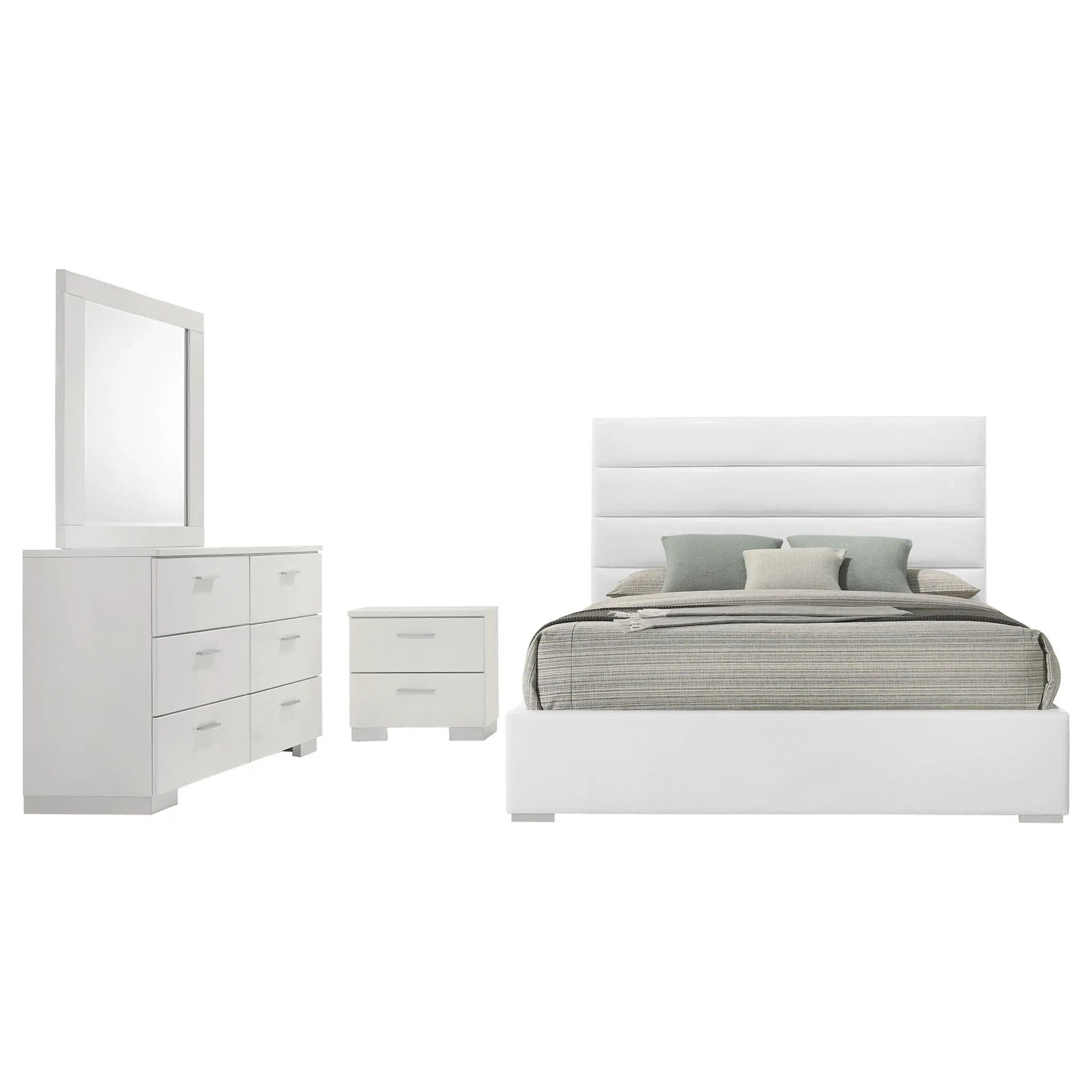Felicity 4-piece Eastern King Bedroom Set White High Gloss by Unique Piece Furniture