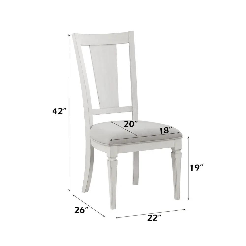 Katia - Side Chair (Set of 2) - Light Gray Linen & Weathered White by Unique Piece Furniture