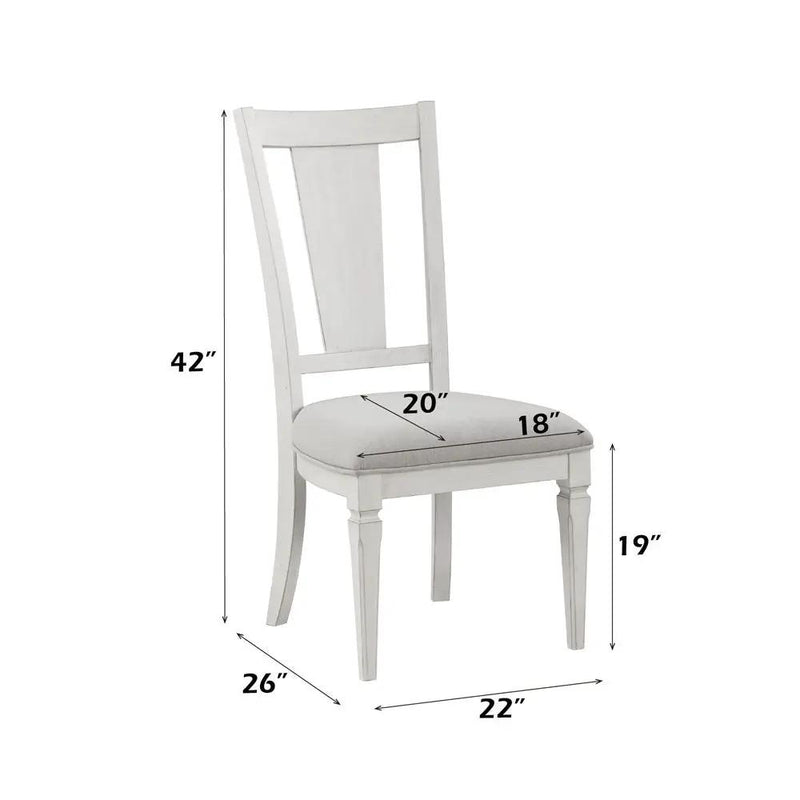 Katia - Side Chair (Set of 2) - Light Gray Linen & Weathered White by Unique Piece Furniture