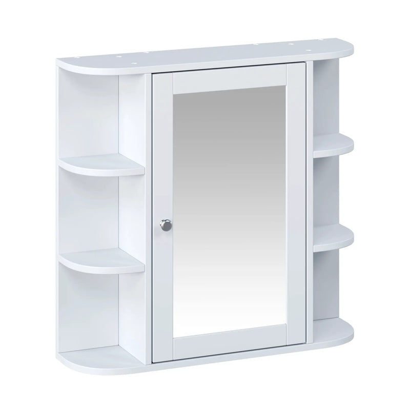 Bathroom Wall Storage Cabinet With Mirror And Adjustable Shelf, 6 Open Shelves by HouseOfZazla