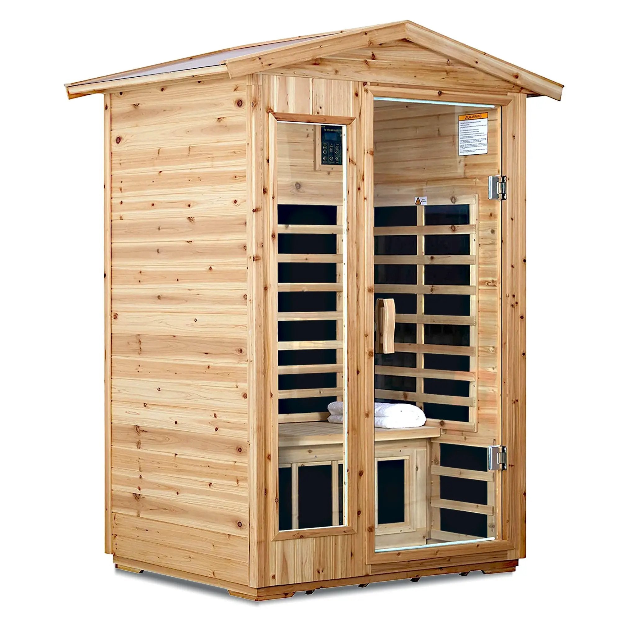 Two Person Far Infrared Old Fir Outdoor Sauna Room with Bluetooth and LED Lighting by HouseOfZazla