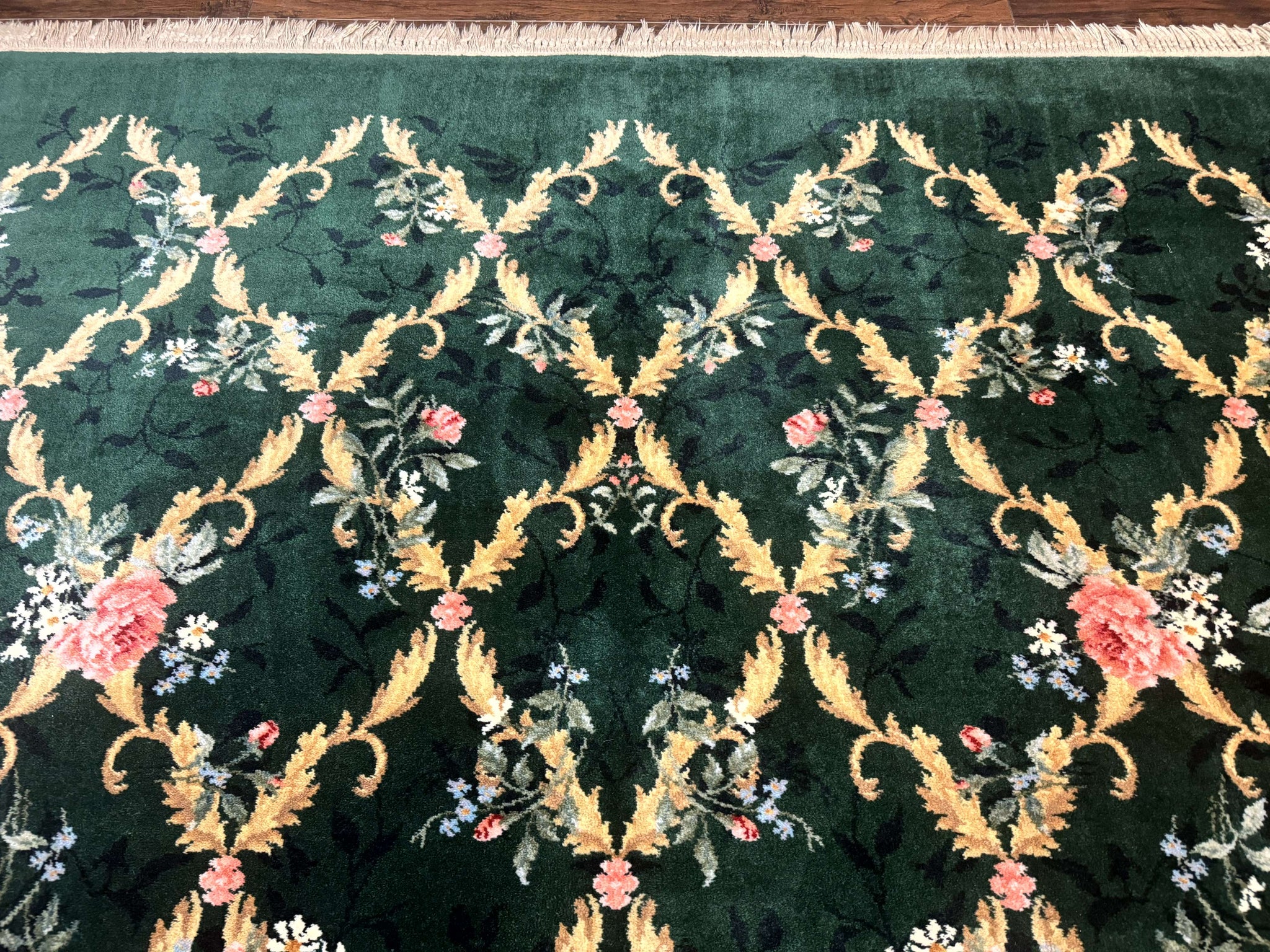 Karastan Garden of Eden Rug 8.8 x 11.8, Green Savonnerie 509/1733, Wool by Jewel Rugs