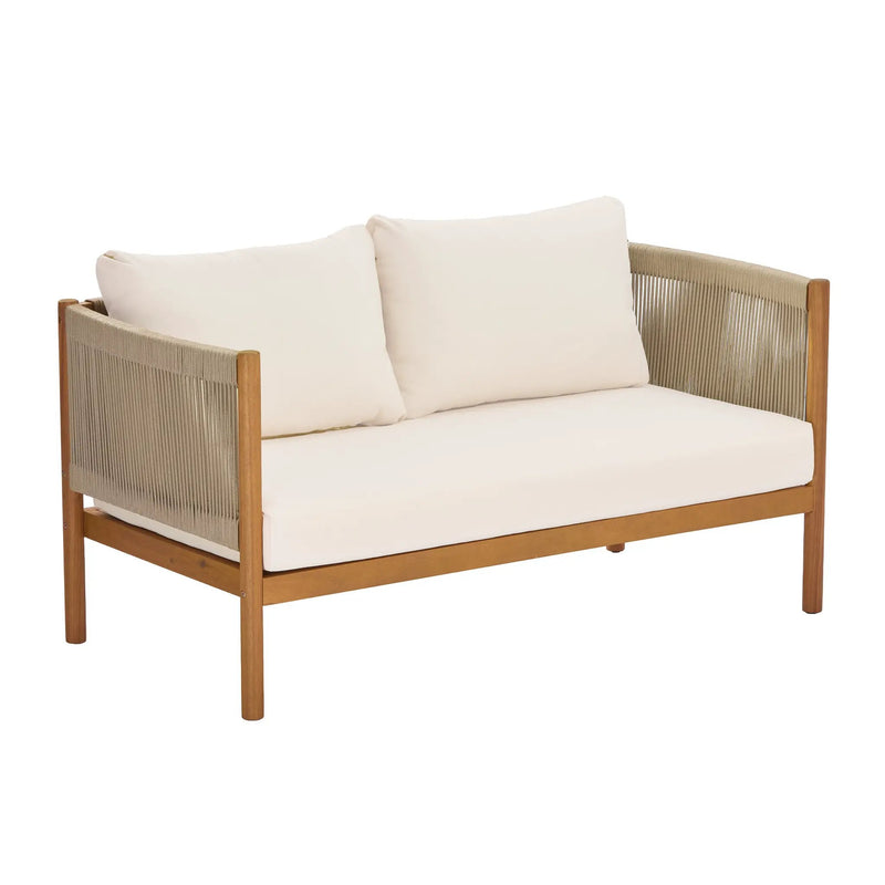Outdoor Loveseat and Coffee Table Set with Acacia Wood Frame in Teak Look by HouseOfZazla