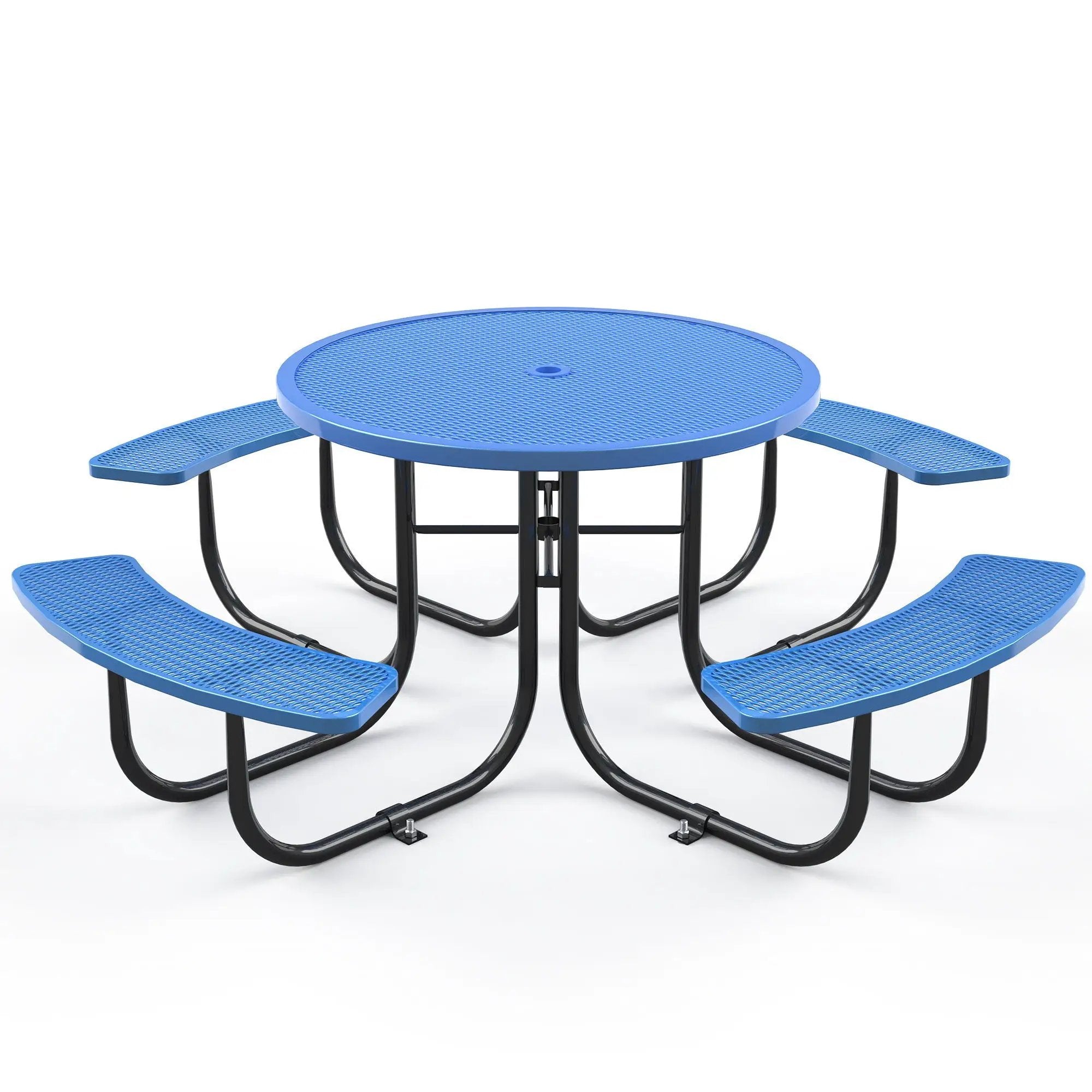 Round Outdoor Steel Picnic Table 46" With Umbrella Pole by Unique Piece Furniture