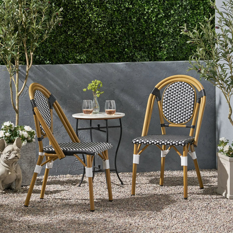 Outdoor PE Rattan and Aluminum French Bistro Chair, Set of 2 by HouseOfZazla