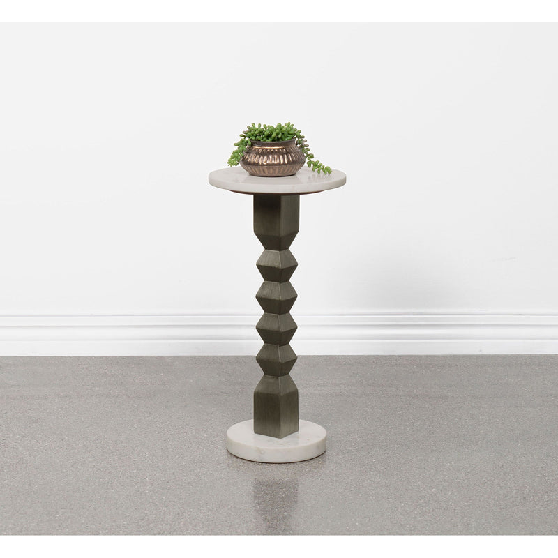 Selena - Round Side Table - White / Gray